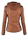 Made By Johnny MBJ WJC663 Womens Removable Hoodie Motorcyle Jacket M Camel