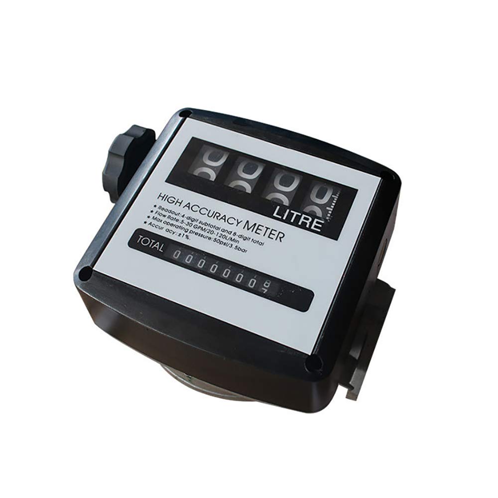 Toplionace Compteur de Débit Mécanique à 4 Chiffres FM-120, Compteur de Débitmètre D'huile D'essence Diesel 20-120L/MIN
