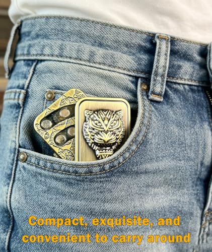 Image of Fidget Slider, Metal Poker Push Card, Fidget Toy, Fidget Clicker for Adults Teens, Relieve Stress Anxiety ADHD, Gift for Boyfriend, Husband and Father (Lion)