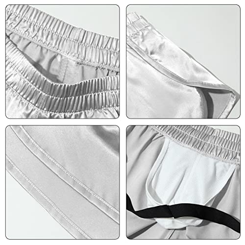 SEAUR Men's Satin Shorts Split Side Short Shorts Jockstrap Boxers Silky Pajama Bottom Shorts Loose Sleep Shorts Sleepwear4