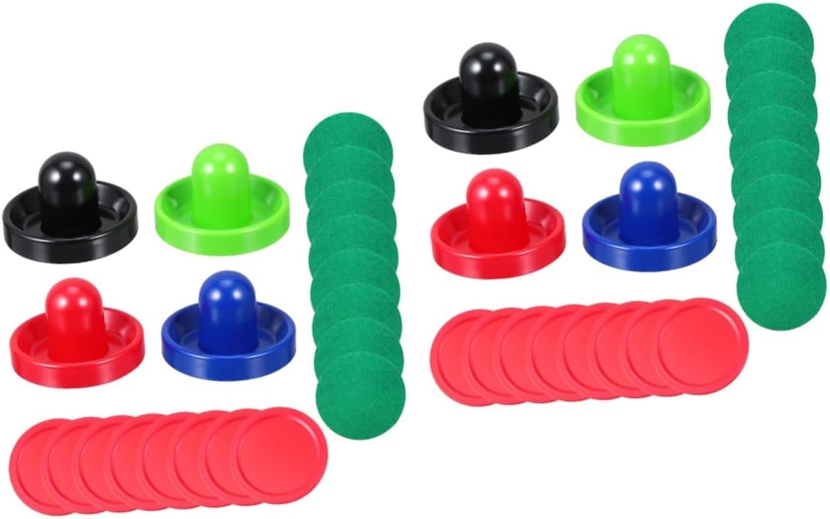 BESPORTBLE 2sets Air Hockey Paddle Replacement Accessories Thick Lint Pads and Pucks Durable and Creative Design for Game Rooms for Family Fun