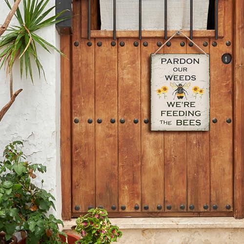 FUGWN-Pardon-Our-Weeds-Were-Feeding-the-Bees-Hanging-Wooden-Signs-8×10-Garden-Signs-Bee-Decor-Garden-Decor-for-Outside-Gardening-Decor-Gifts-for-Gardeners-Bee-Themed-Gifts FUGWN Pardon Our Weeds Were Feeding the Bees Hanging Wooden Signs 8×10 Garden Signs Bee Decor Garden Decor for Outside Gardening Decor Gifts for Gardeners Bee Themed Gifts