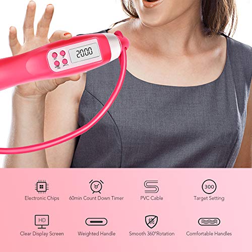 DECDEAL Pular corda com contador inteligente Crianças Adultos Pular corda Corda de velocidade ponder