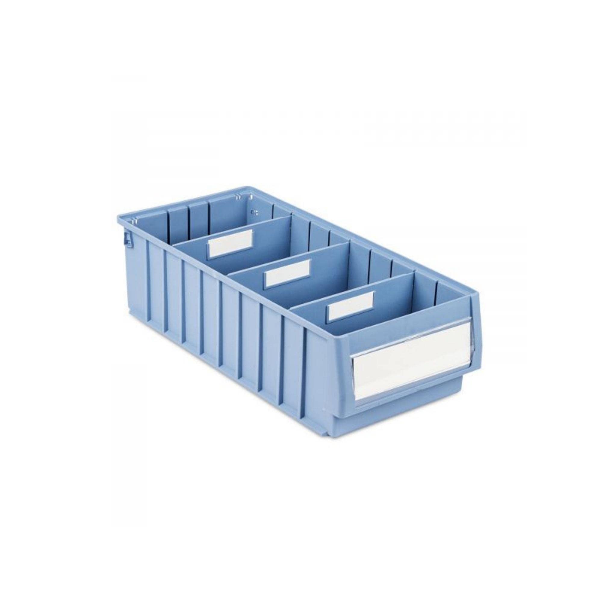 SparSet 10x Regalkasten 500 BH mit Etikett & Schutzhaube | HxBxT 14x23,4x50cm | 12,6 Liter | Sichtlagerkasten, Sortimentskasten, Sortimentsbox, Kleinteilebox