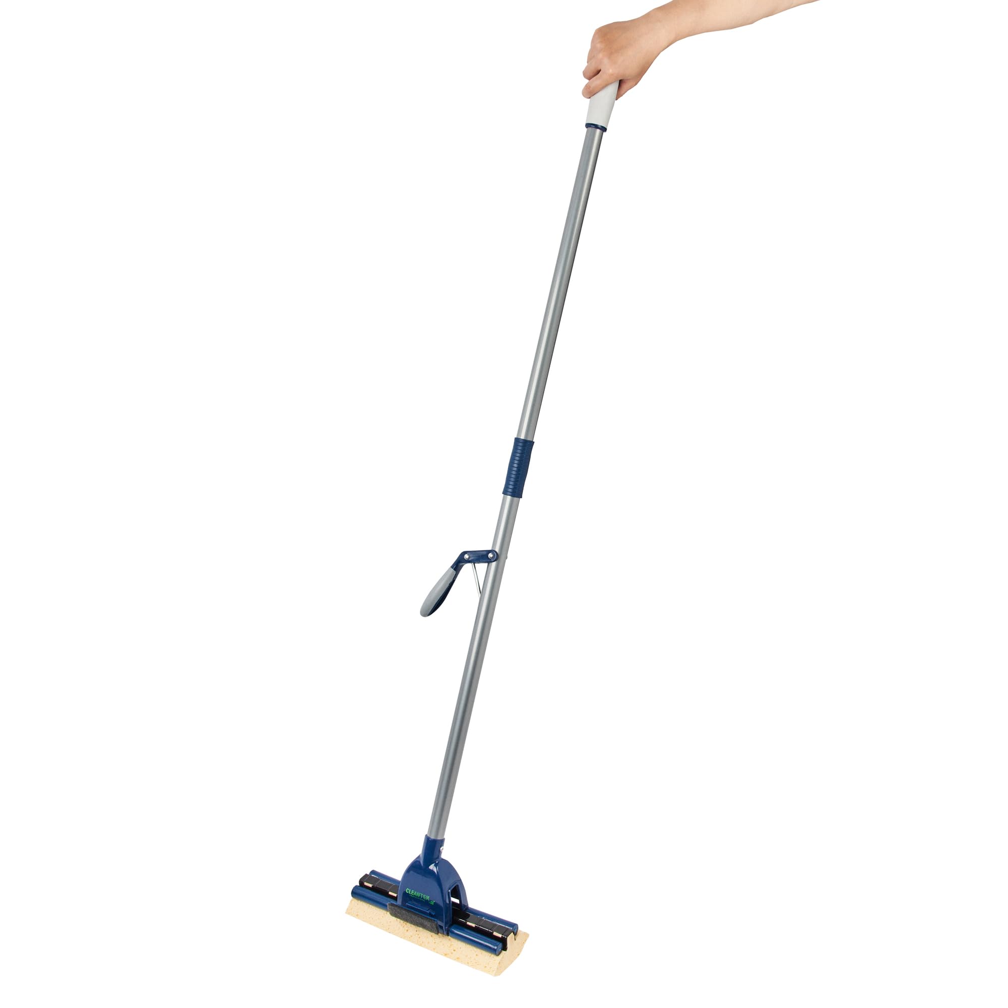Restaurantware Clean tek - Mopa Profesional autoescurrida, 1 fregona de Esponja Absorbente, Mango de 48 Pulgadas, fijación Segura, Esponja de celulosa Azul, para Limpiar baños, cocinas y más