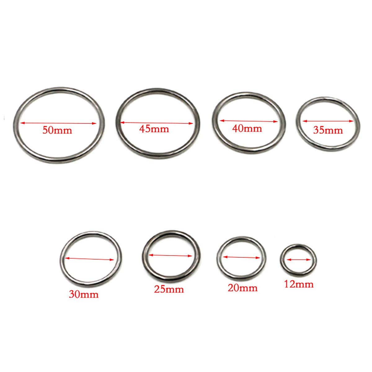 20 Pcs/Lot Bague en Anneau Anneau De Cercle Anneau Rond O Anneaux en MéTal Soudé Anneau sans Soudure pour Sacs à Main Sangle Sac à Dos Bricolage Accessoires De Sac, Argent, 40mm