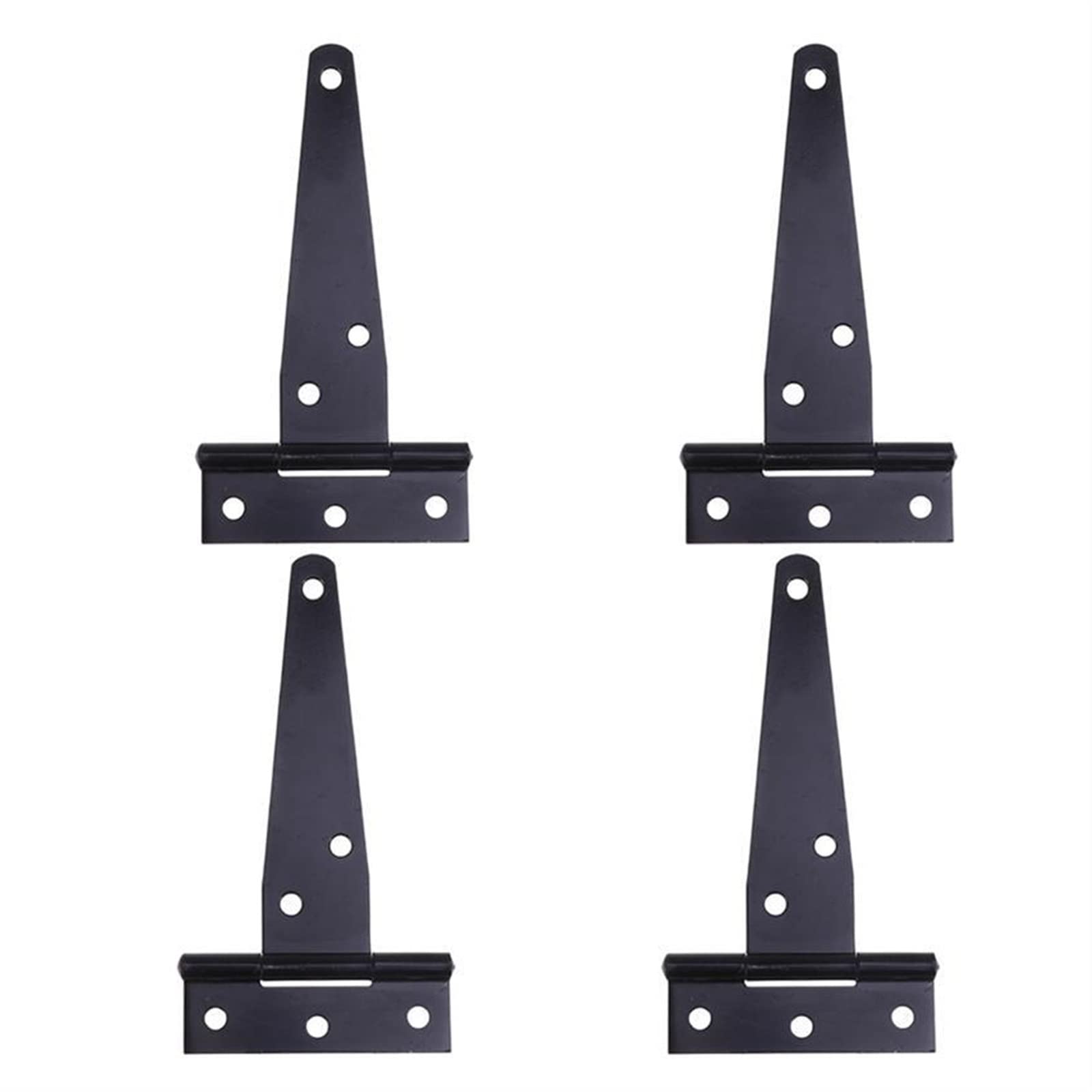4pcs T-Hinge Rustproof Iron Galvanized Triangle Hinge Household Wooden Fence Shed Garden Door Cerniera(Black 5inch)