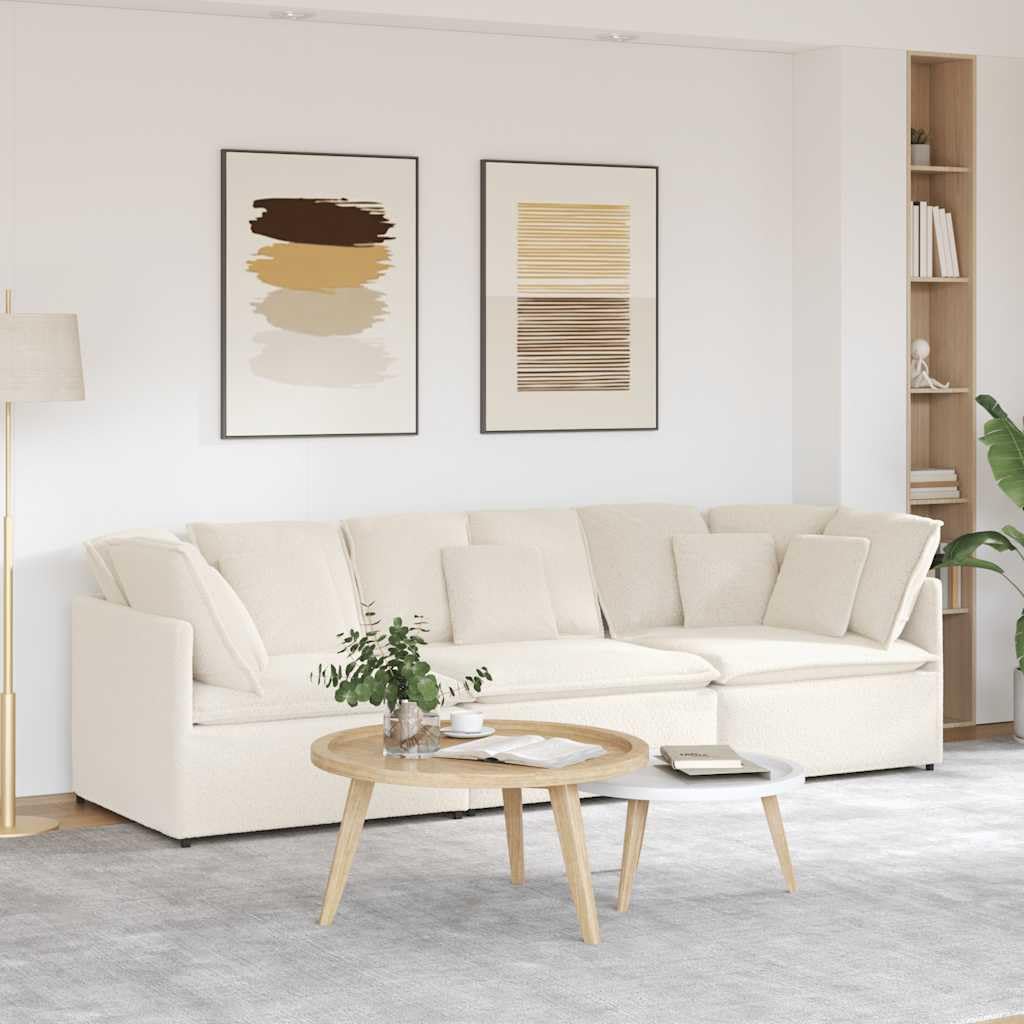 vidaXL Sofá modular con cojines de tejido rizado similar a la lana