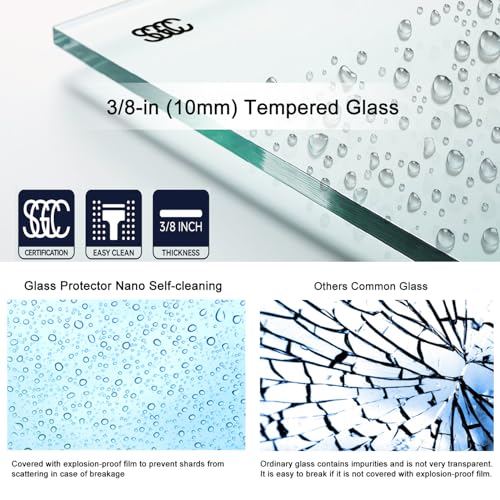68-72" W x 76" H Frameless Sliding Shower Door, Double Sliding Glass Shower Door with Buffer 3/8"(10MM) Clear SGCC Tempered Glass, Explosion-Proof Film, Roller Disk System, Rust-Resistant. by Clovis - Image 6