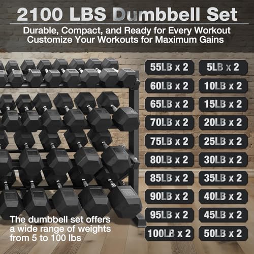 Image of 550 lbs 1200lbs 2100 lbs Dumbbells Weight Set, Hex Dumbbell Sets, Gyms Weights Dumbbells Sets, Weight Set for Home Gym, Strength Training, Fitness Center Equipment