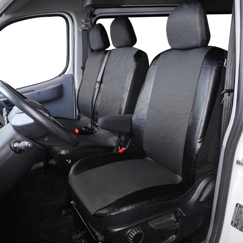 TOYOUN Sitzbezüge Auto für Transporter Vordersitze 2+1 Universal Schonbezüge Sitzschoner Auto für Fahrersitz + 2er Beifahrersitzbank Autositzbezüge Kunstleder Stoff Spleißen Grau