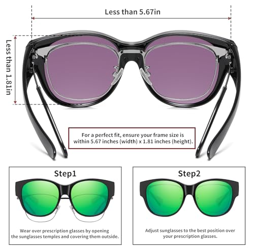 Image of HAOLOTA Fit Over Glasses Sunglasses for Women Polarized | Over Glasses Sun Glasses, UV400 Polarized Lens, Trendy Cat Eye Sunglasses, Lightweight and Flexible, Driving, Daily Use