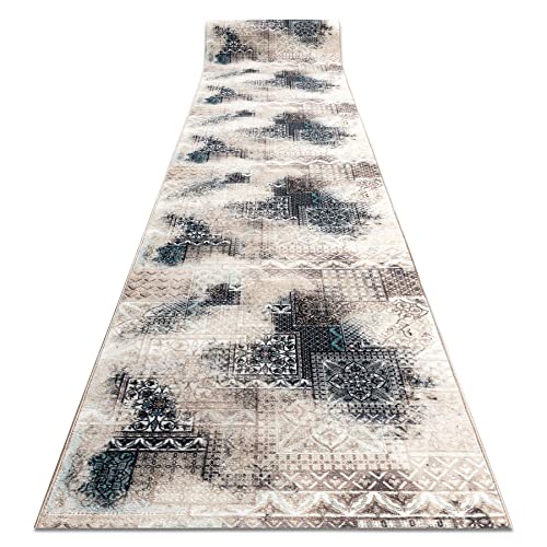 rugsx Alfombra de Pasillo con Refuerzo de Goma Patchwork Vintage Beige 100x110 cm Cover