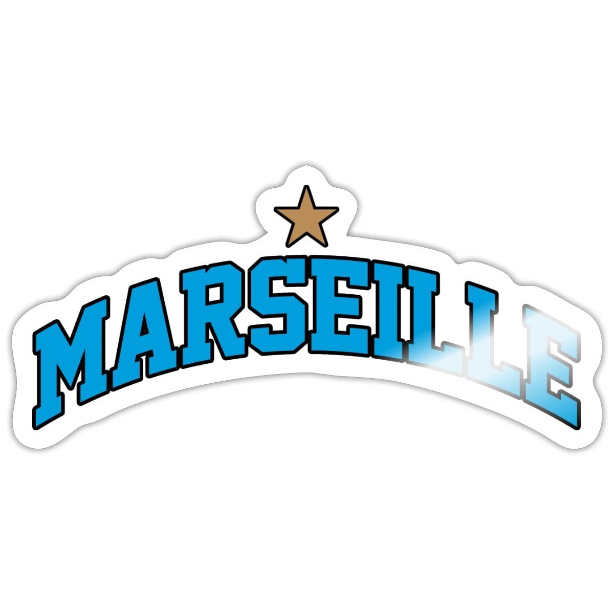 Spreadshirt Marseille Ville Sud France Cadeau Marseillais Style Sport Autocollant Sticker, 10 x 10 cm, blanc brillant