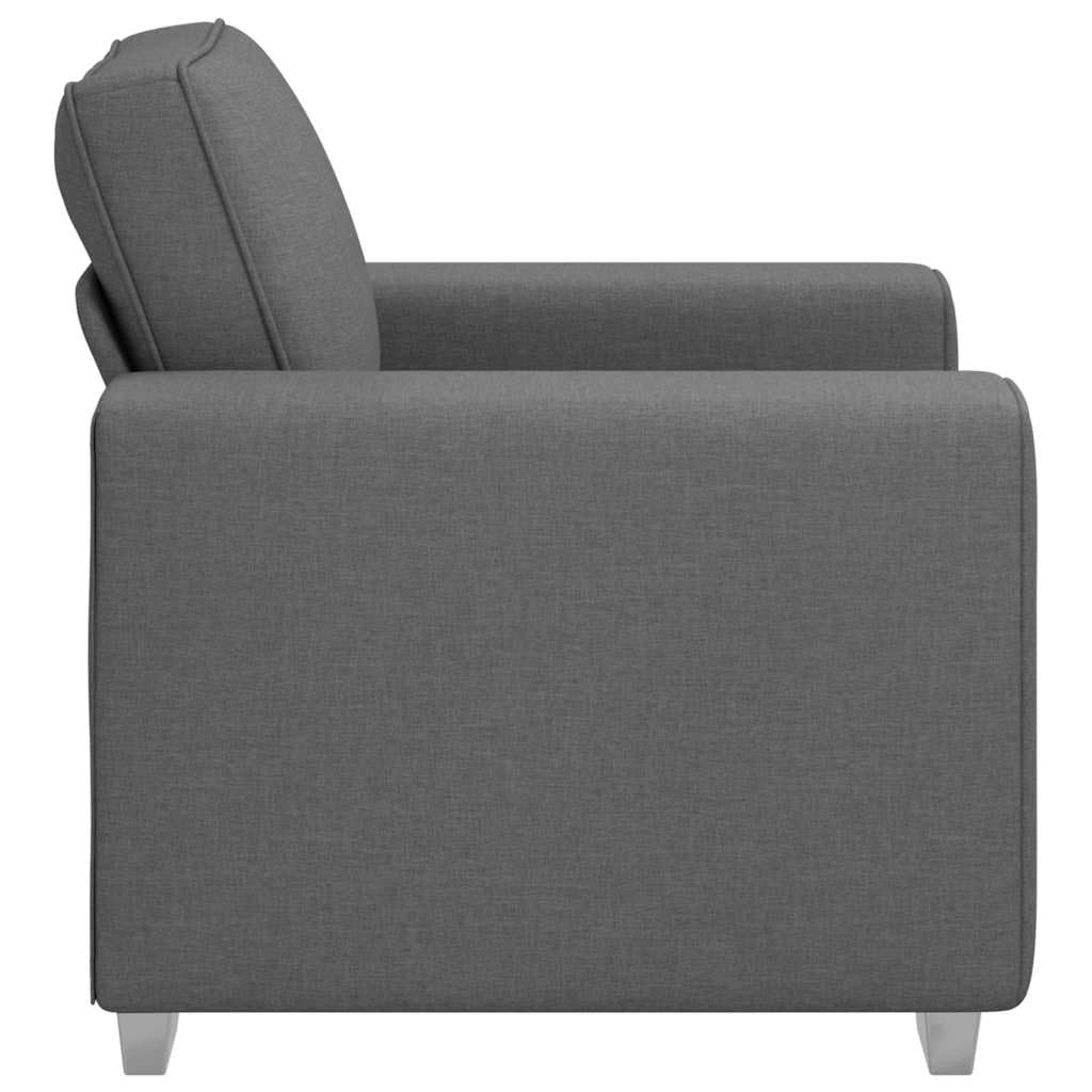 Sofá moderno de tela gris oscuro, 100 x 80 x 82 cm, con reposabrazos anchos, para salón y ambiente acogedor