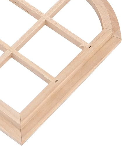 Miniatura 9 de SPYMINNPOO Ventana de madera para casa de muñecas, escala 112 en miniatura, arqueada, casa de muñecas, ventana, modelo de accesorios, cubierta de