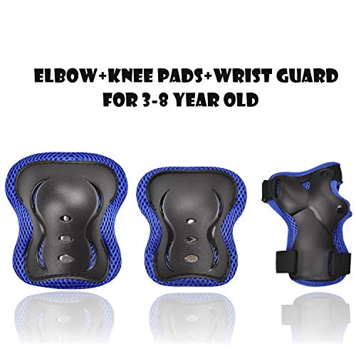Kids Adjustable Comfortable Knee Pads and Elbow Pads with Wrist Guards Youth Protective Gear Set for Biking, Riding, Cycling and Multi Sports Safety Protection: Scooter, Skateboard, inline skatings
