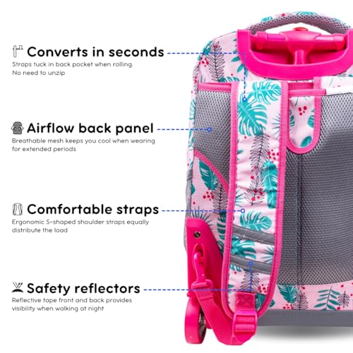 Image of J World New York Sunrise Rolling Backpack Backpack, PALM LEAVES