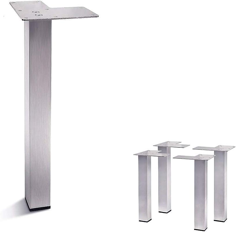 Set of 4 Stainless Steel Straight Metal Sofa Legs – Square Tube Design, Durable Furniture Legs, Modern Style (4-7/8"H)