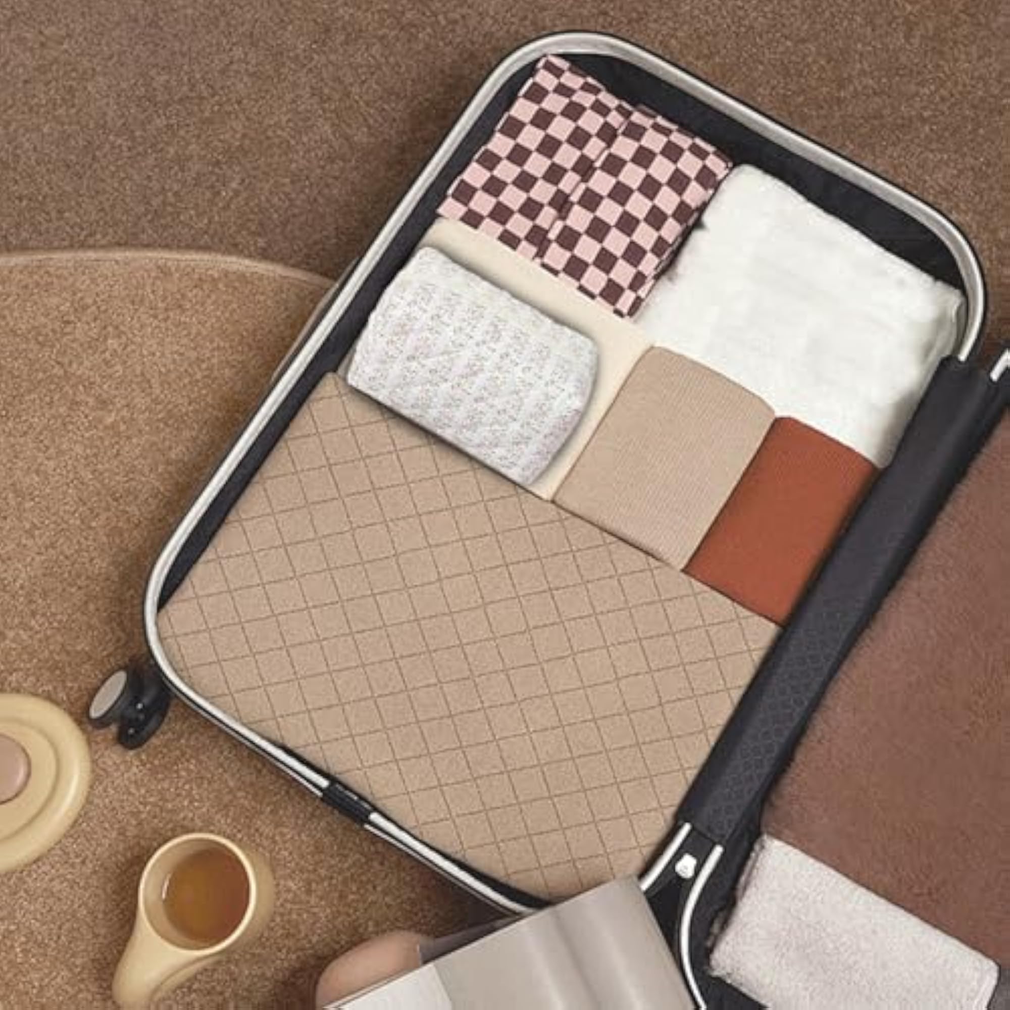 Quilted Makeup Bag, Floral Cotton Travel Toiletry Pouch