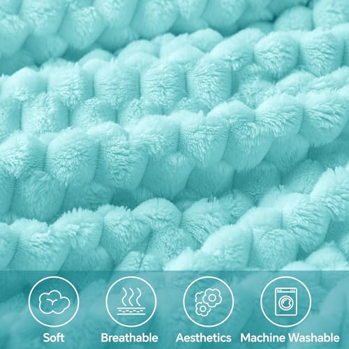 Image of BEDELITE Aqua Throw Blanket for Couch, Soft Cozy Gifts for Women, 50 * 60 | 3D Jacquard Decorative Fleece Blanket, Super Soft Plush Throw, Cute Birthday Gift for Women & Men, Suitable for All Seasons
