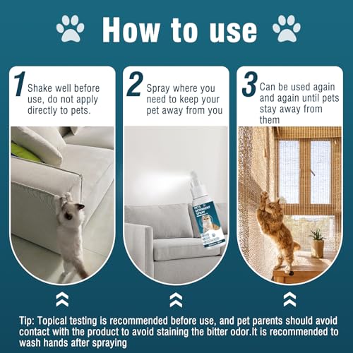 Mnqaxz Cat Deterrent Spray,Cat Repellent Spray For Furniture,Bitter Spray For Cats,Pet Behavior Training,Keeps Cats Away,Safe And Non-Toxic thumb #3