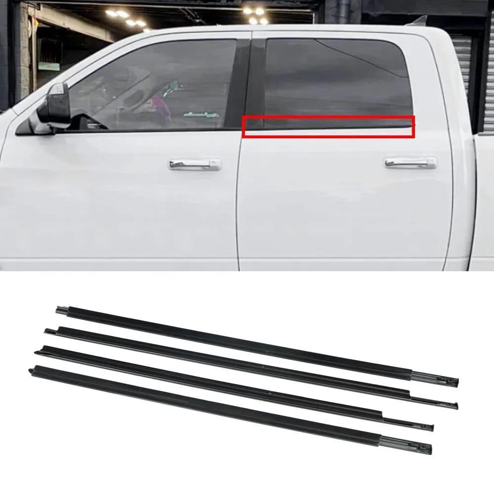Guarnizione in gomma 55112376AH 55112377AH 55372138AH 55372139AH 4 Pezzi Guarnizione Cinghia Esterna Portiera Per Dodge Per Ram 1500 2500 3500 4500 5500 2009-2021 Striscia Protettiva Vetri Vetro