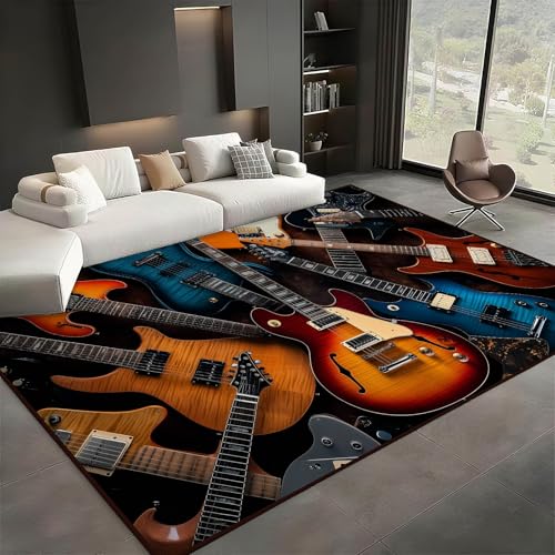 Tapete decorativo rectangular 5x7 pies guitarra eléctrica