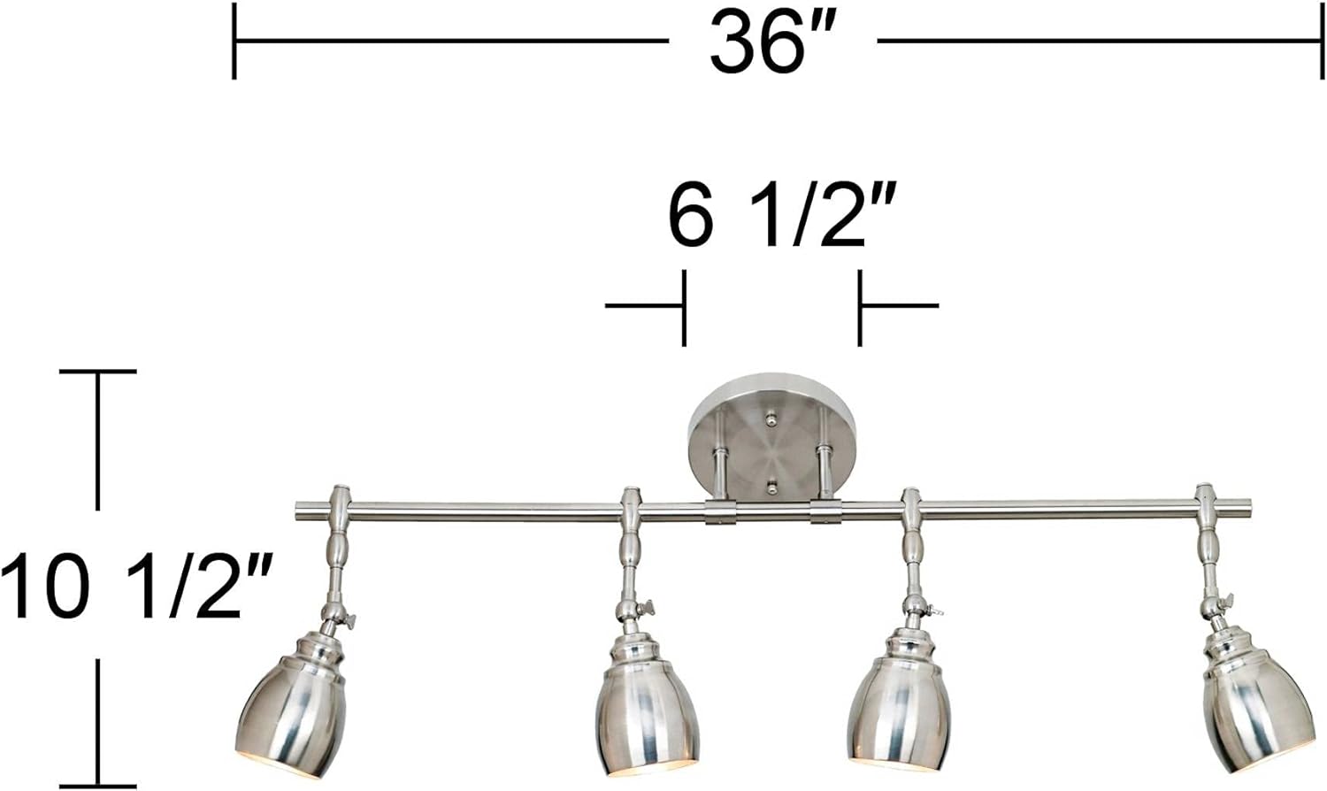 Pro Track Elm Park 4-Head Ceiling or Wall Track Light Fixture Kit Spot-Light Directional Adjustable Silver Brushed Nickel Finish Modern Kitchen Bathroom Living Room Dining Hallway Bedroom 36" Wide
