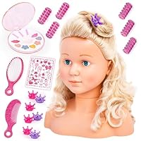 Bayer Design 90005AB Schmink- und Frisierkopf Super Model, Puppenkopf mit Haarzubehör, Make-up, zum Stylen, Blond