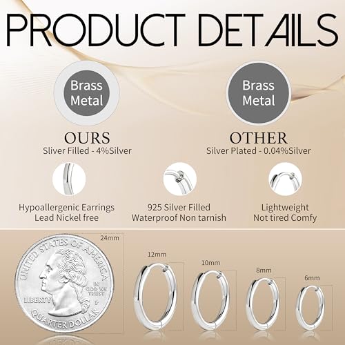 Image of Small Gold Huggie Hoop Earrings Set for Women Men Hypoallergenic 14K Plated Stack Cartilage Earrings, Sterling Silver Multiple Piercing Lightweight Mini Thin Cute Dainty Trendy Jewelry Gifts for Women