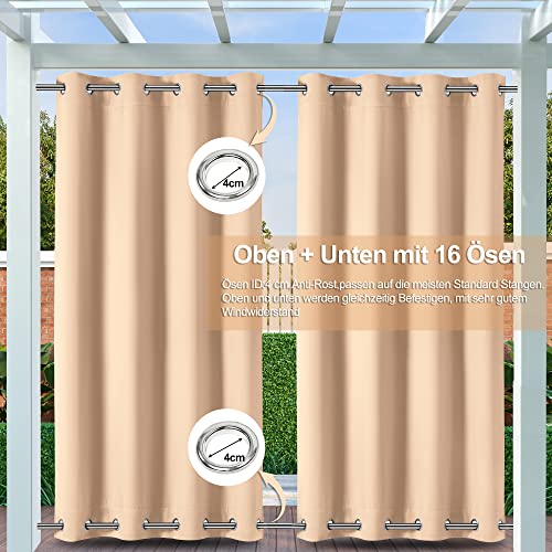 Clothink Outdoor Vorhänge für Balkon, Pergolen, Terrasse und Pavillon, Wasserdicht, Sichtschutz Sonnenschutz, UV-Schutz – Bild 4