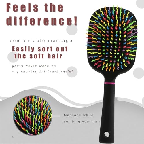 1000RB Rainbow Paddle Mane and Tail Brush Detangler Plastic Forky Comb for Horses - Image 5