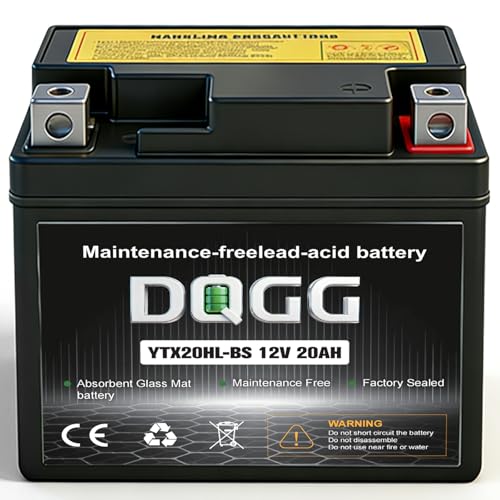 BENKIA YTX20HL-BS Battery, 12V 20Ah 280CCA Rechargeable SLA Maintenance Free Sealed AGM Motorcycle Battery for ATV/UTV, Scooter, 4 Wheeler, Snowmobile and More Powersports Batteries