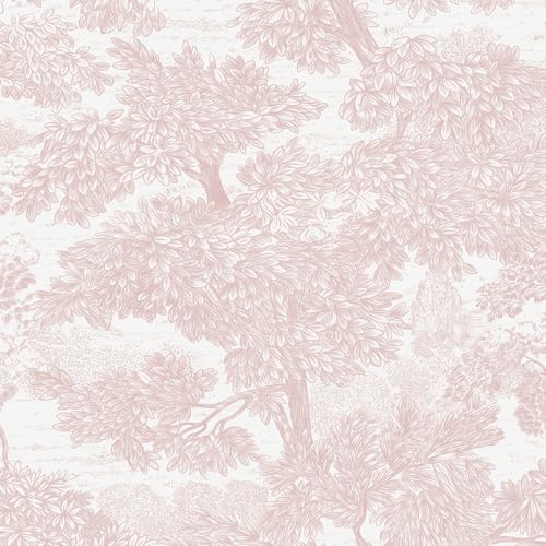 Yomshi Self Adhesive Wallpaper Pink Tree Contact Paper Modern Boho Wall Paper Roll Thickened Waterproof Easy to Clean Vinyl Wrap for Bedroom Living Room Furniture Cabinet 44 ×300 cm