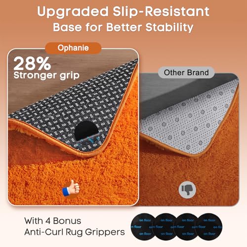 image for Ophanie Orange Fall Rugs for Bedroom Living Room, Fluffy Fuzzy Furry C