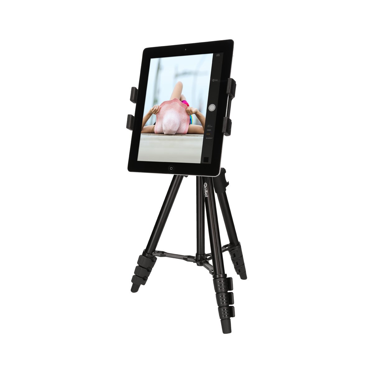Rollei porta tablet I Supporto universale per tablet con filettatura da 1/4" sul fondo e sul retro I Adatto per smartphone fino a 24 cm di larghezza I Nero