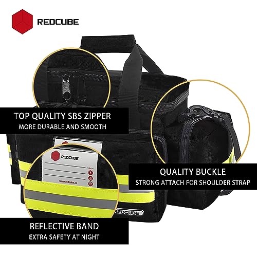 Image of REDCUBE Emergency Bag,First Aid Bags Empty,Professional Emergency Responder Trauma Bag Medical Bag with Multiple Compartment Kit Carrier for EMT, EMS, Paramedics(Black)(Bag only)