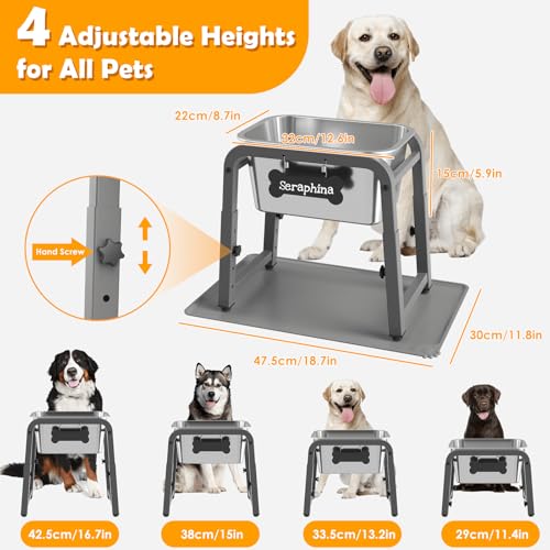 TIDANT 1.85 Gallon Elevated Large Dog Water Bowl with Mat, 4 Height Adjustable 12-17", Raised Dog Water Bowl Stand for Large Breed by TIDANT - Image 3