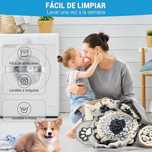 Kolamom Schnüffelteppich für Hunde, Schnüffelmatte mit 2 Knochen Spielzeug, Waschbar Futtermatte für Hunde Anti Stress Schnüffelmatte Spielteppich Für kleine & Große Hunde