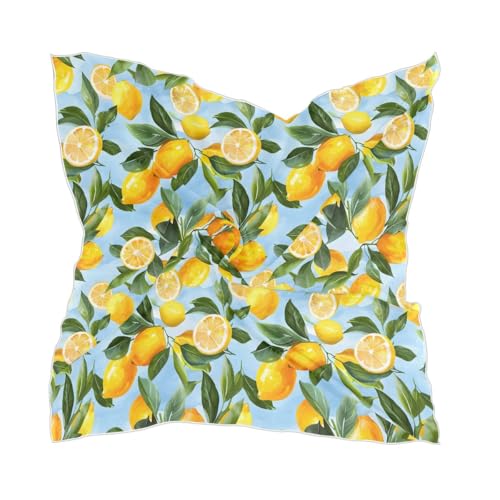 Women's Square Silk Hair Scarves and Wraps Headscarf Lemons Italy Head Neck Scarf Bandana 24inch