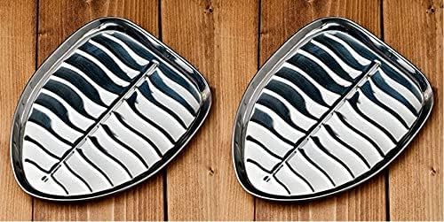 Dynore Stainless Steel 6 Pcs Banana Leaf Shape Dinner/Snack/Mess Tray- Set of 6 Small - Image 3 thumbnail