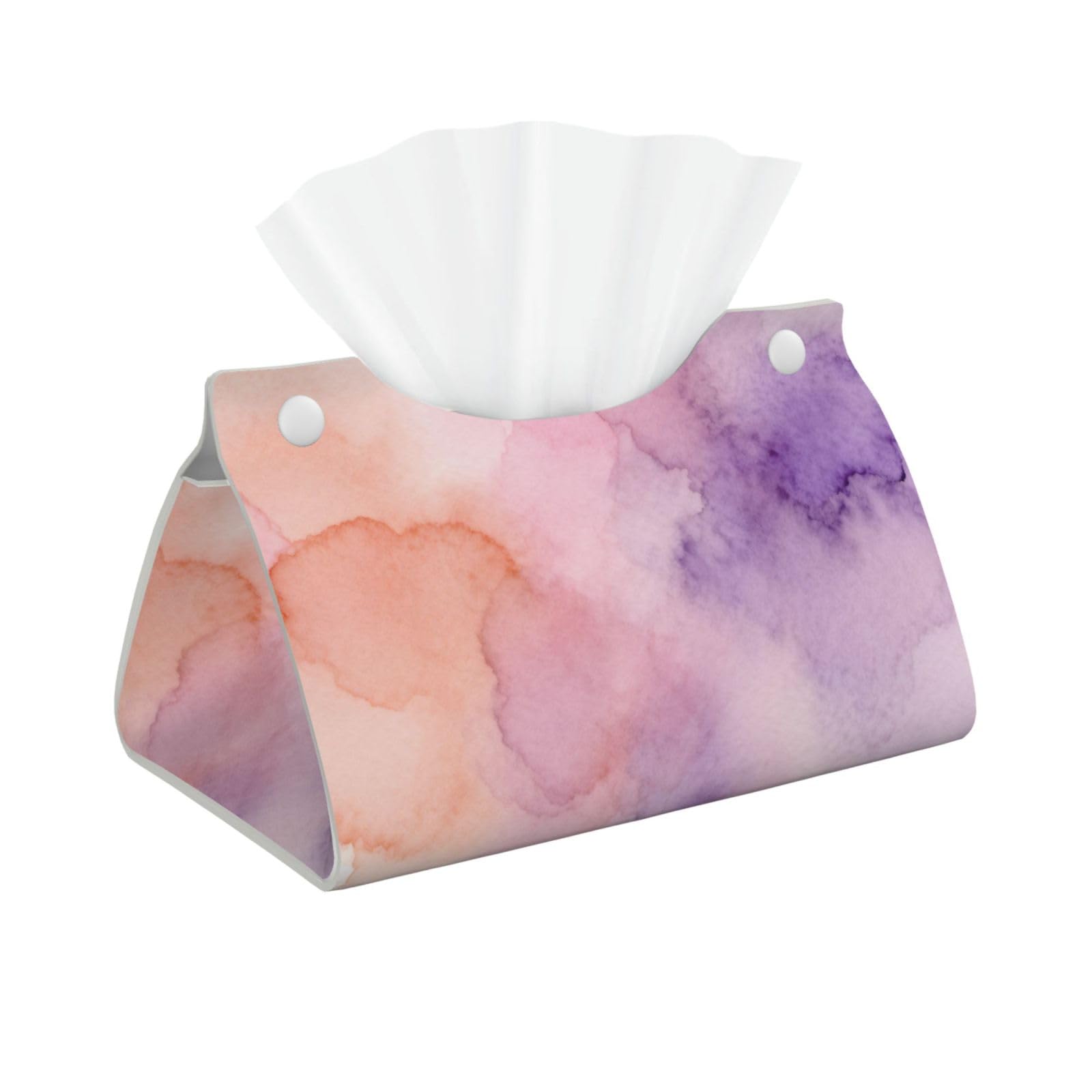 Abstract Watercolor Long Leather Tissue Box Cover-Waterproof PU Leather Tissue Holder for Bathroom, Decorative Rectangular Tissue Case