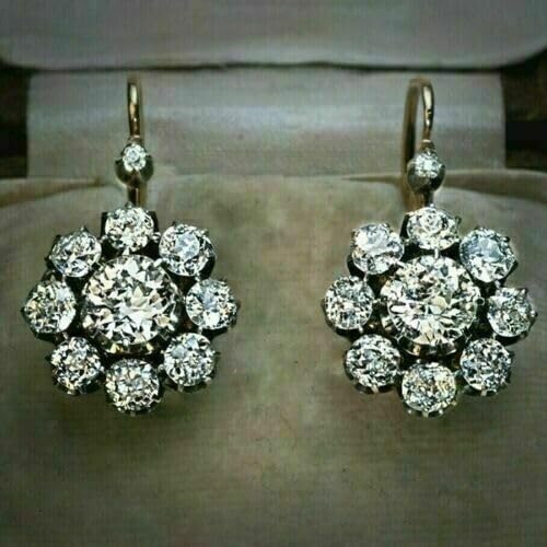 AARK & CO 3.00 Ct Round Cut Lab Created Diamond Vintage Art Deco Hoop Earrings, 14K White Gold Finish4