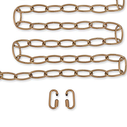KSANA Antique Gold Lighting Chain, 20 Feet Chandelier Pendant Hanging Light Fixture Chain Extension Heavy Duty with 2 Connection Locks for High Ceiling