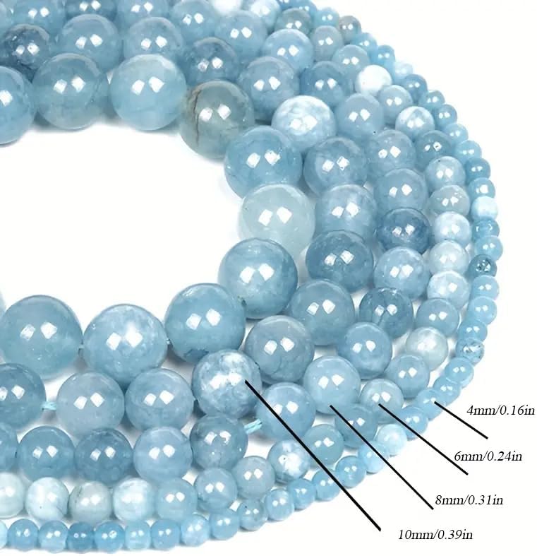 Miniatura 7 de Zenkeeper Alrededor de 180 cuentas de aguamarina para hacer joyas de 0.157 pulgadas (0.157 in) piedras preciosas de aguamarina sueltas