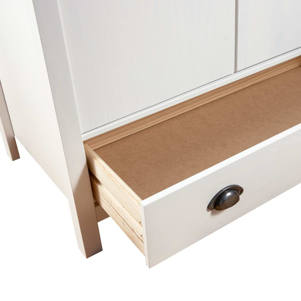 Home Items, 3-türiger Kleiderschrank, Hill White, 127 x 50 x 170 cm, Kiefer massiv, Anzugmöbel