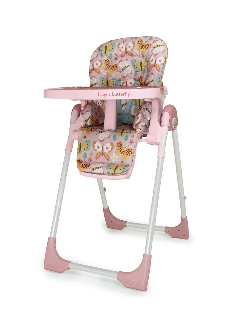 CosattoNoodle 0+ Highchair - Compact, Height Adjustable, Foldable, Easy Clean, from Birth to 15kg (Flutterby Butterfly)
