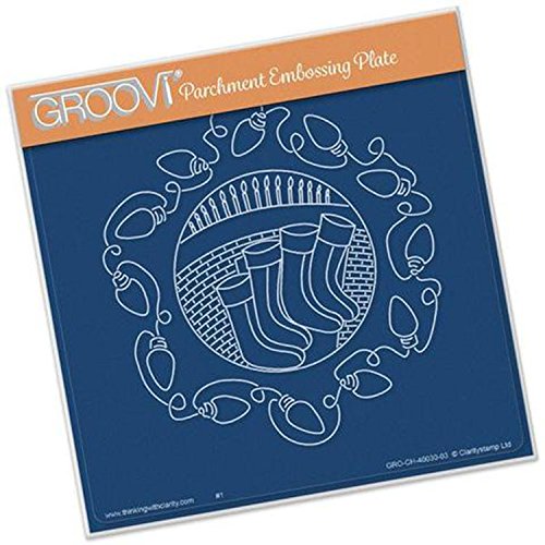 claritystamp  Gabarit tracage del pergamino calcetines de Navidad Groovi  15 x 15 cm