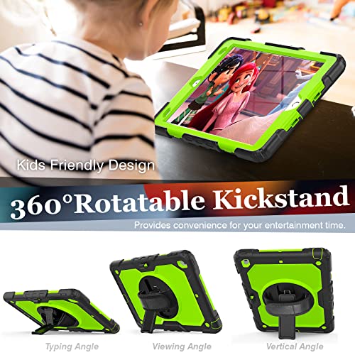 SIBEITU Case Compatible with iPad 9th/8th/7th Generation with Screen Protector Pen Holder, iPad Case 10.2 Inch, Heavy Duty Protection Cover W/Stand Hand Shoulder Strap for iPad A2602 A2197